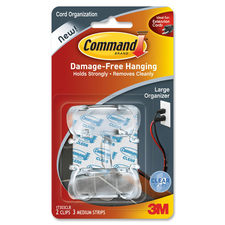 MMM17303CLRC - 3M Cord Clips, Large, 3 Adhesive Strips, 2/Pack, Clear