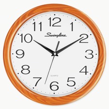 SWI27007 - Swingline 12" Woodgrain Round Wall Clock