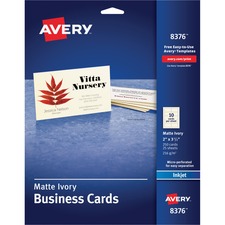 AVE8376 - Avery&reg; Business Cards, Matte Ivory, Two-Sided Printing, 2" x 3-1/2", 250 Cards (8376)