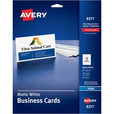 AVE8371 - Avery&reg; Business Cards, Matte, 2-Sided Printing, 2" x 3-1/2", 250 Cards (8371)