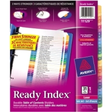AVE11129 - Avery&reg; Ready Index(R) 31 Number Dividers, Customizable Table of Contents, Classic Multicolor Tabs, 1 Set (11129)