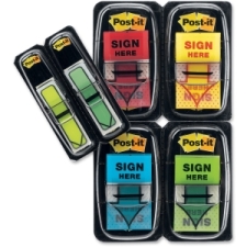 MMM680SH4VA - Post-it Message Flags Value Pack, "Sign Here", Assorted Colors, 1 in. Wide