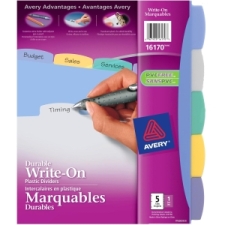 AVE16170 - Avery&reg; Big Tab(TM) Write & Erase Durable Plastic Dividers, 5 Multicolor Tabs, 1 Set (16170)
