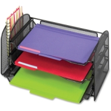 SAF3265BL - Safco Onyx 1 Upright/3 Tray Mesh Desk Organizer