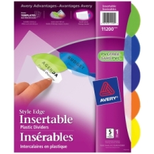 AVE11200 - Avery&reg; Insertable Style Edge(TM) Plastic Dividers, 5 Multicolor Tabs, 1 Set (11200) Style Edge(TM) Plastic Dividers, 5 Multicolor Tabs, 1 Set (11200)