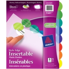 AVE11201 - Avery&reg; Insertable Style Edge(TM) Plastic Dividers, 8 Multicolor Tabs, 1 Set (11201)