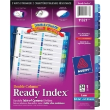 AVE11321 - Avery&reg; Ready Index(R) 24-Tab Double Column Dividers, Printable Table of Contents, Multicolor Tabs, 1 Set (11321)