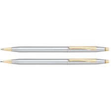 CROC330105 - Cross Classic Century Medalist Chrome 23KT Gold Plated Appointments Ballpoint Pen & 0.7mm Pencil Set