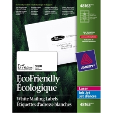 AVE48163 - Avery&reg; EcoFriendly Shipping Labels, Permanent Adhesive, 2" x 4", 1,000 Labels (48163)