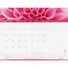 BLIC1831BPNK - Blueline Pink Ribbon Collection Desk Pad Calendar
