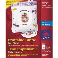 AVE03384 - Avery&reg; Printable Fabric, 8-1/2" x 11", Inkjet Printers, 5 Sheets (3384)