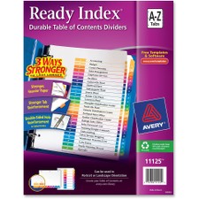 AVE11125 - Avery&reg; Ready Index(R) A-Z Binder Dividers, Customizable Table of Contents, Classic Multicolor Tabs, 1 Set (11125)