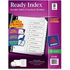 AVE11132 - Avery&reg; Customizable Table of Contents Dividers, Ready Index(R) Printable Section Titles, Preprinted 1-8 White Tabs, 1 Set (11132)