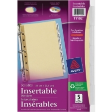 AVE11102 - Avery&reg; Mini Insertable Tab Dividers, 5-1/2" x 8-1/2", Clear Tabs, 5-Tab Set (11102)