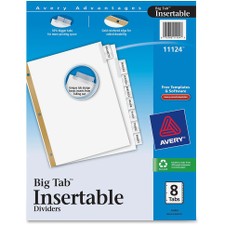 AVE11124 - Avery&reg; Big Tab(TM) Insertable Dividers, Clear Tabs, 8-Tab Set (11124)