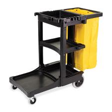 RUB617388BLA - Rubbermaid Cleaning Cart with Zippered Yellow Vinyl Bag