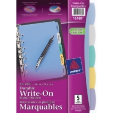 AVE16180 - Avery&reg; Mini Durable Write & Erase Plastic Dividers, 5-1/2" x 8-1/2", 5-Tab Set (16180)