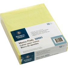 BSN50551 - Business Source Glued Top Ruled Memo Pads - Letter