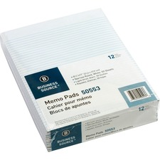 BSN50553 - Business Source Glued Top Ruled Memo Pads - Letter