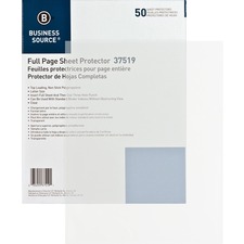 BSN37519 - Business Source Full Sheet Top Load Poly Sheet Protectors