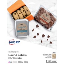 AVE22808 - Avery&reg; Print-To-The-Edge Kraft Brown Round Labels, 2-1/2", 225 Labels (22808)