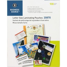 BSN20870 - Business Source 3 ml Letter Size Laminating Pouches
