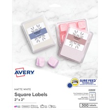 AVE22806 - Avery&reg; Easy Peel(R) Labels, Sure Feed(TM) TrueBlock(R), Permanent Adhesive, Square 2" x 2", 300 Labels (22806)