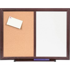 LLR84270 - Lorell Dry-erase Mahogany Frame Cork Combo Boards