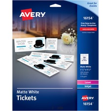 AVE16154 - Avery&reg; Blank Printable Tickets, Tear-Away Stubs, Perforated Raffle Tickets, 1-3/4" x 5-1/2", 200 Tickets (16154)