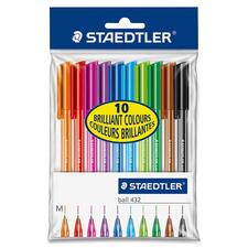 STD43235MWP10 - Staedtler 10 Colour Set Ballpoint Stick Pens