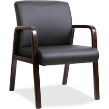 LLR40201 - Lorell Black Leather Wood Frame Guest Chair