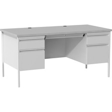 LLR60935 - Lorell Grey Double Pedestal Steel/Laminate Desk