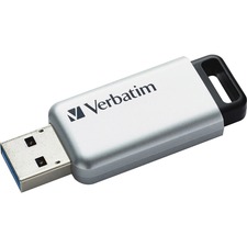 VER98665 - Verbatim 32GB Store'n' Go Secure Pro USB 3.0 Flash Drive with AES 256 Hardware Encryption - Silver