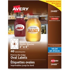 AVE24489 - Avery&reg; Glossy White Oval Labels