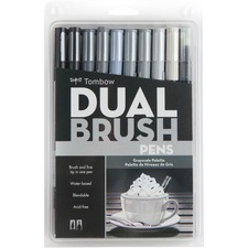 TOM56171 - Tombow Dual Brush Art Pen 10-piece Set - Grayscale Colours