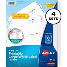 AVE14439 - Avery&reg; Big Tab(TM) Printable Large White Label Dividers with Easy Peel(R), 8 Tabs, 4 Sets (14439)