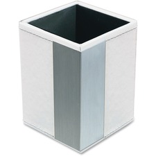 AOPART43005WH - Artistic Architect Line Pencil Cup, White/Silver Metal