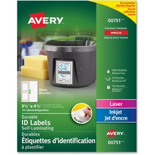 AVE00751 - Avery&reg; Easy Align(R) Self-Laminating ID Labels, Permanent Adhesive, 3-1/2" x 4-1/2", 10 Labels (00751)