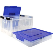STX61819B04C - Storex Collapsible Crate with Lid, Clear/Blue