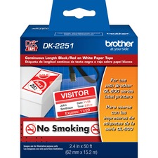 BRTDK2251 - Brother BK/RD on WE Continuous Length Paper Labels