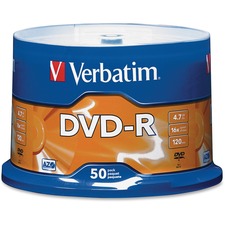 VER95101 - Verbatim AZO DVD-R 4.7GB 16X with Branded Surface - 50pk Spindle
