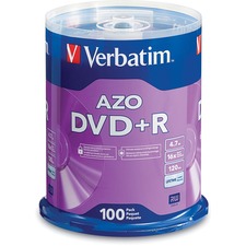 VER95098 - Verbatim AZO DVD+R 4.7GB 16X with Branded Surface - 100pk Spindle