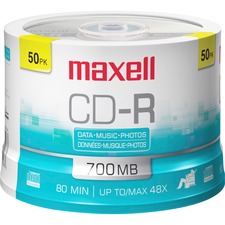 MAX648250 - Maxell CD Recordable Media - CD-R - 48x - 700 MB - 50 Pack Spindle
