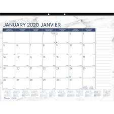 BLIC194110B - Blueline Monthly Desk Pad Marble 2020 - Bilingual