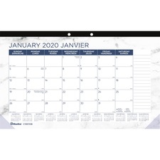 BLIC195110B - Blueline Monthly Desk Pad Marble 2020 - Bilingual