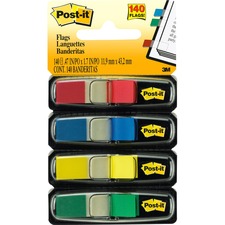 MMM6834 - Post-it Flags, Assorted Primary Colors, 1/2 in. Wide