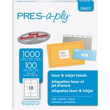 AVE30603 - Avery&reg; PRES-a-ply&reg; White Labels, 2" x 4", Permanent-Adhesive, 10-up, 1000 labels
