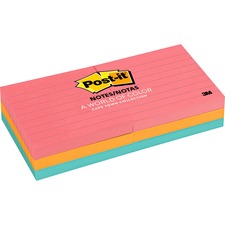 MMM6306AN - Post-it Notes, 3 in x 3 in, Cape Town Color Collection, Lined