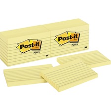 MMM635 - Post-it Notes, 3 in x 5 in, Canary Yellow, Lined