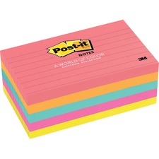 MMM6355AN - Post-it Notes, 3 in x 5 in, Cape Town Color Collection, Lined